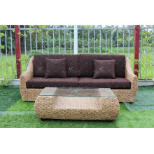 Hot Sales Splendid Design Water Hyacinth Sofa Set para uso interno ou sala de estar Natural Wicker Furniture